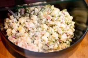 Salada de ervilha com queijo