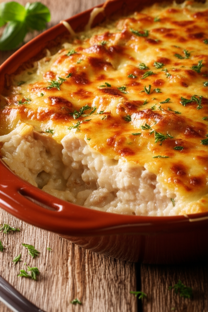 Arroz de Forno com Frango Cremoso