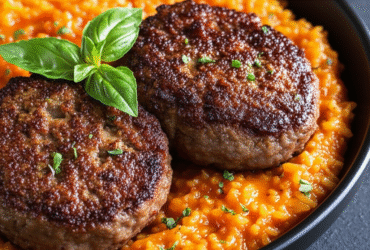 Arroz de Tomate Cremoso com Hambúrgueres na Airfryer