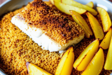 Bacalhau com Crumble de Broa e Batatas na Airfryer