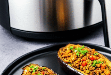 Berinjela Recheada com Proteína de Soja na Airfryer: Receita Vegana e Saborosa