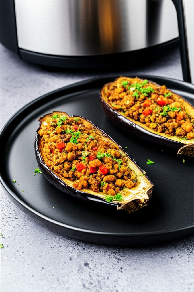 Berinjela Recheada com Proteína de Soja na Airfryer: Receita Vegana e Saborosa