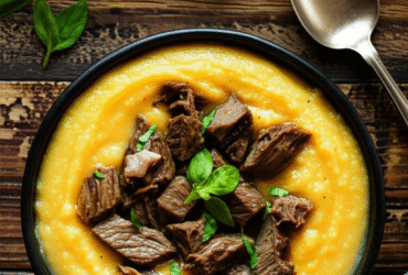 Caldo de Mandioca Cremoso com Carne Moída
