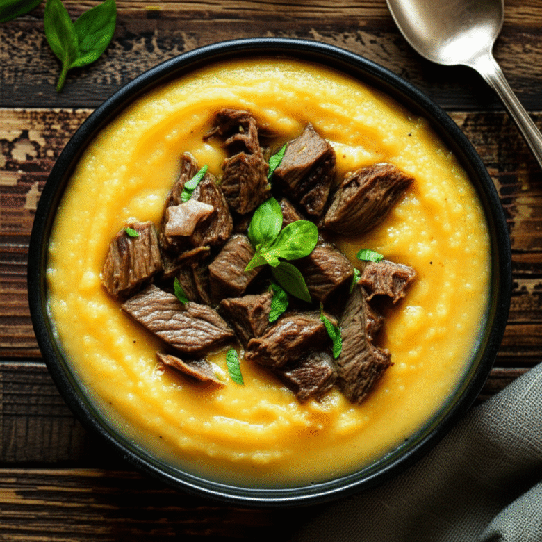 Caldo de Mandioca Cremoso com Carne Moída