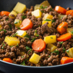 Carne Moída Refogada com Batatas e Cenouras