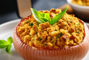 Cebola Recheada com Farofa de Pão na Airfryer: Uma Delícia Crocante