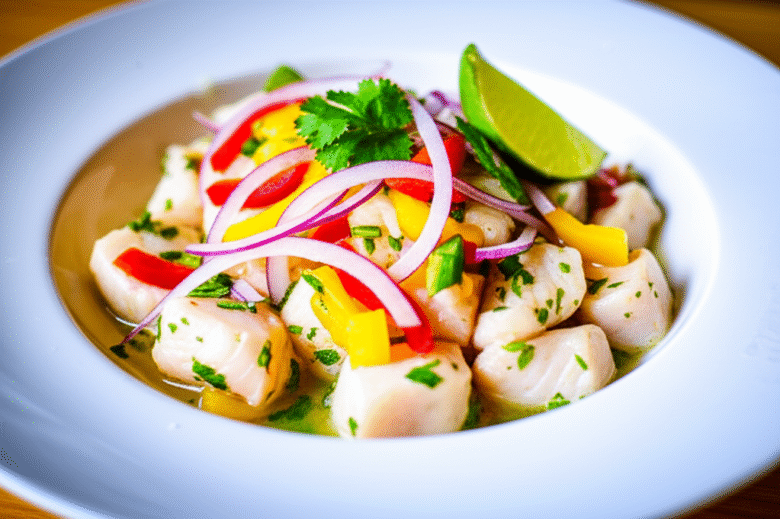 Ceviche de Peixe Branco Refrescante