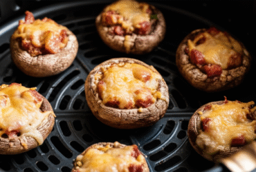 Cogumelos Recheados com Linguiça e Queijo na Airfryer