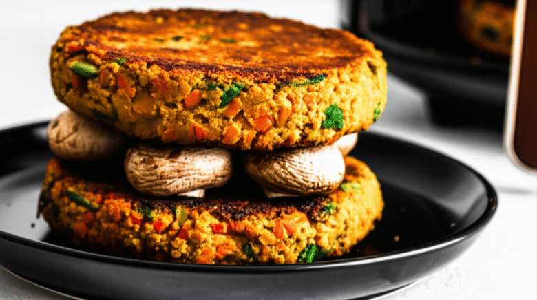 Hambúrguer de Lentilha e Cogumelos na Airfryer: Receita Vegana e Deliciosa