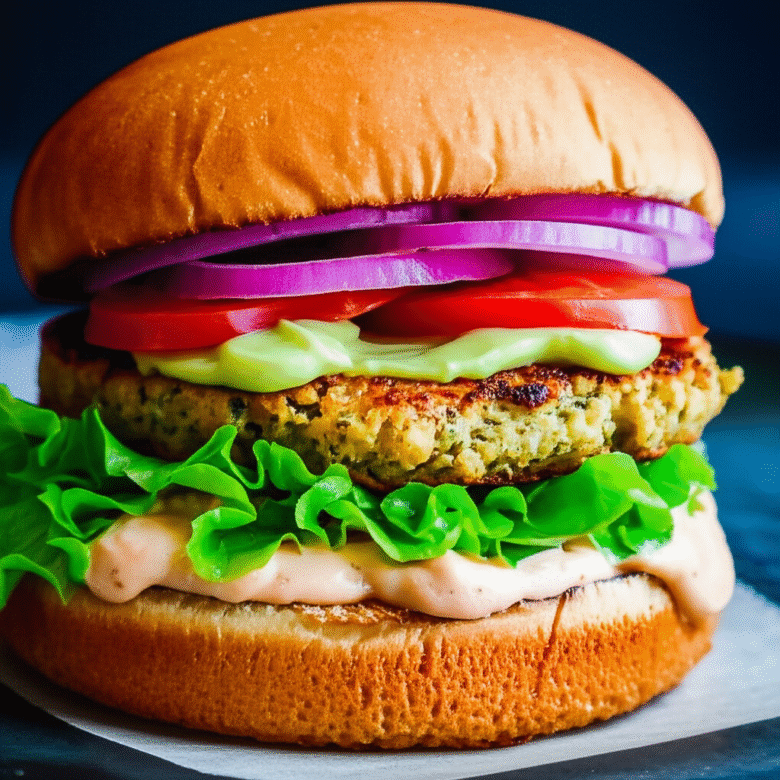 Hambúrguer Vegetariano de Grão-de-Bico Caseiro