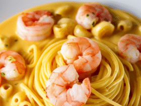 Macarrão com Molho de Camarão Cremoso