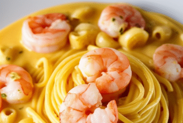 Macarrão com Molho de Camarão Cremoso