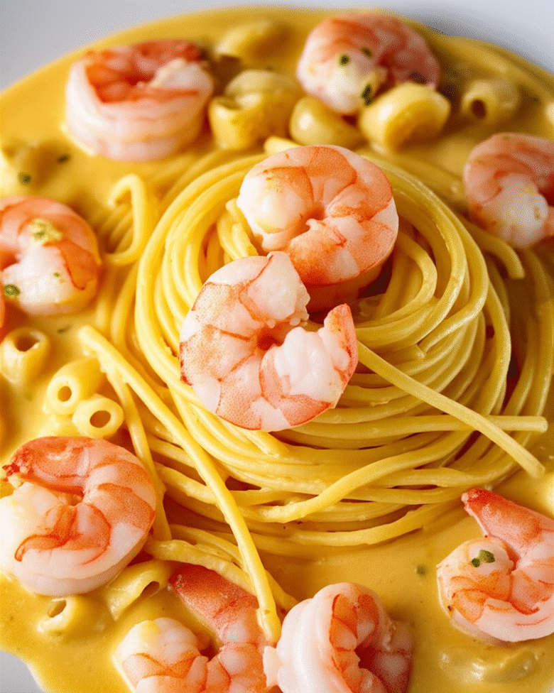 Macarrão com Molho de Camarão Cremoso