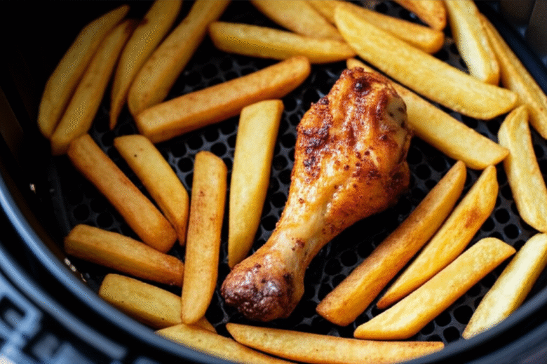 Perninhas de Frango e Batatas Fritas aos Cubos na Airfryer