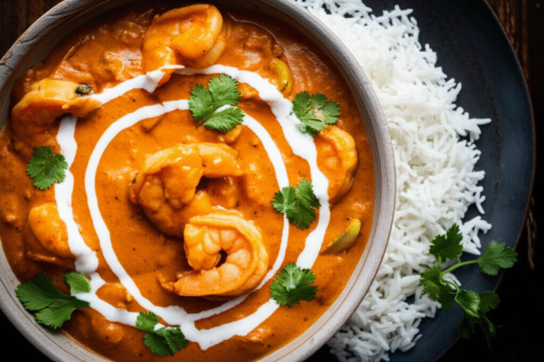 Tikka Masala de Camarão Cremoso e Delicioso