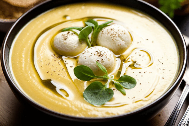 Sopa Creme com Pérolas de Queijo