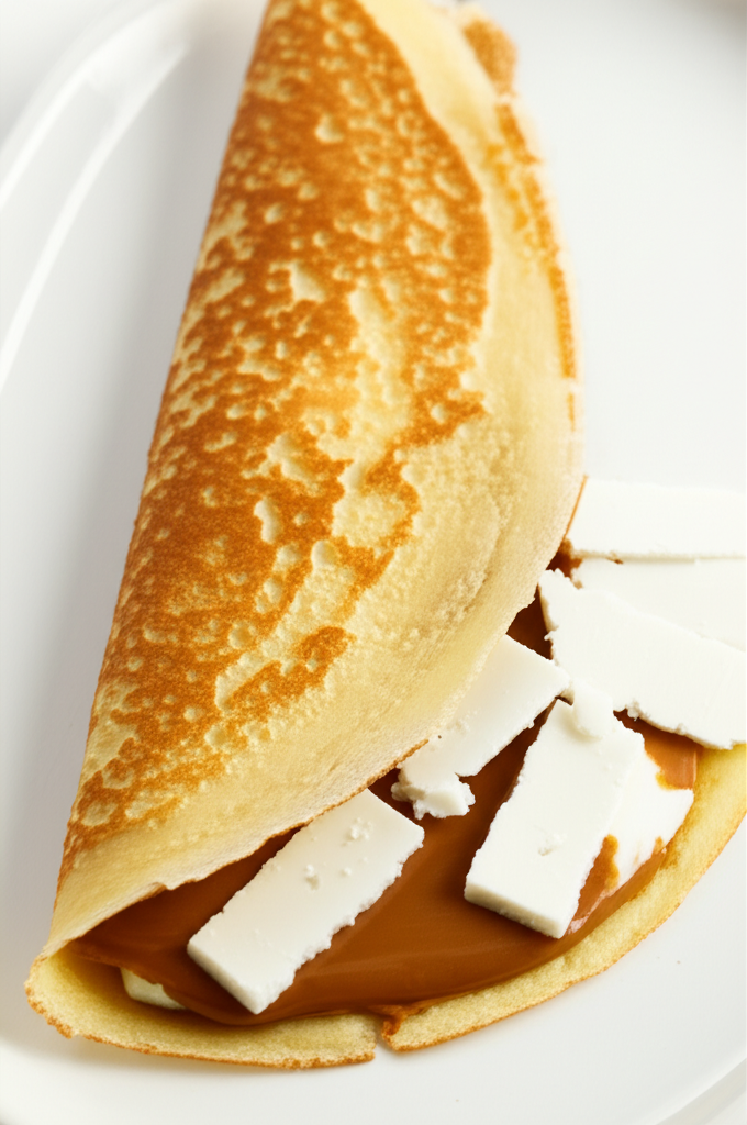 Crepe Delicioso com Doce de Leite e Queijo Branco