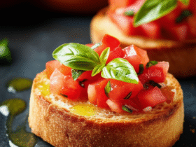 Bruschetta Clássica de Tomate e Manjericão