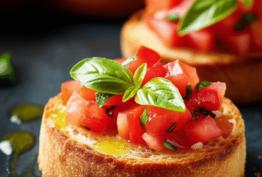 Bruschetta Clássica de Tomate e Manjericão