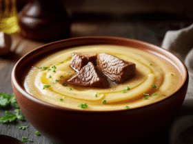 Caldo de Batata com Carne Cremoso e Saboroso