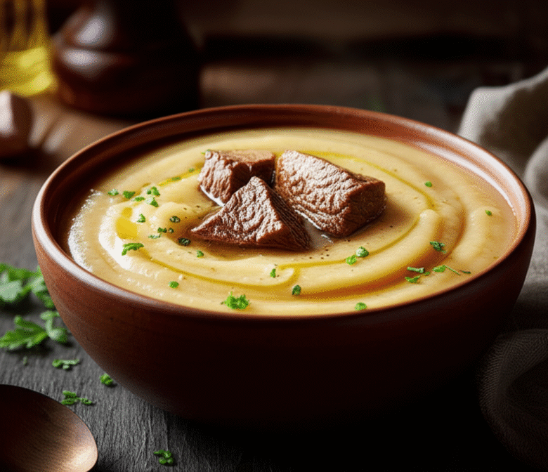 Caldo de Batata com Carne Cremoso e Saboroso