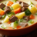 Delicioso Caldo de Batata com Chuchu e Carne Moída