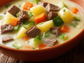 Delicioso Caldo de Batata com Chuchu e Carne Moída