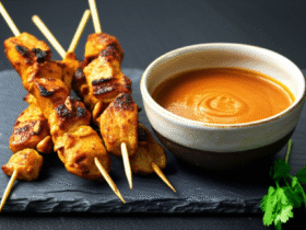 Satay de Frango com Molho de Amendoim