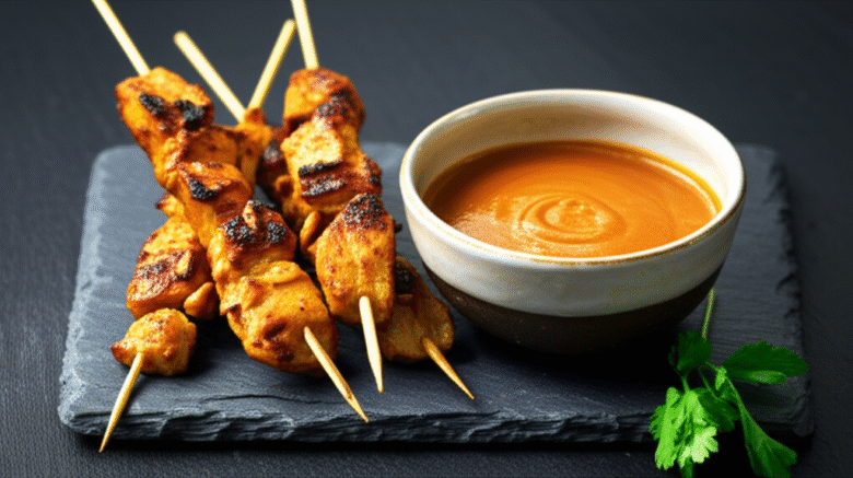 Satay de Frango com Molho de Amendoim
