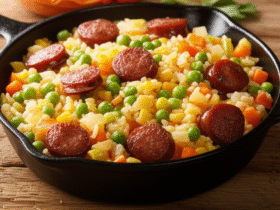 Receita Prática de Uma Panela Só: Arroz Completo com Linguiça e Legumes