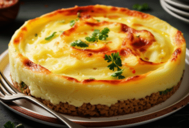 Torta Madalena Cremosa de Carne Moída com Purê de Batata