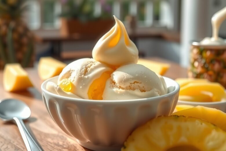 Gelado de Abacaxi Cremoso com Leite Condensado