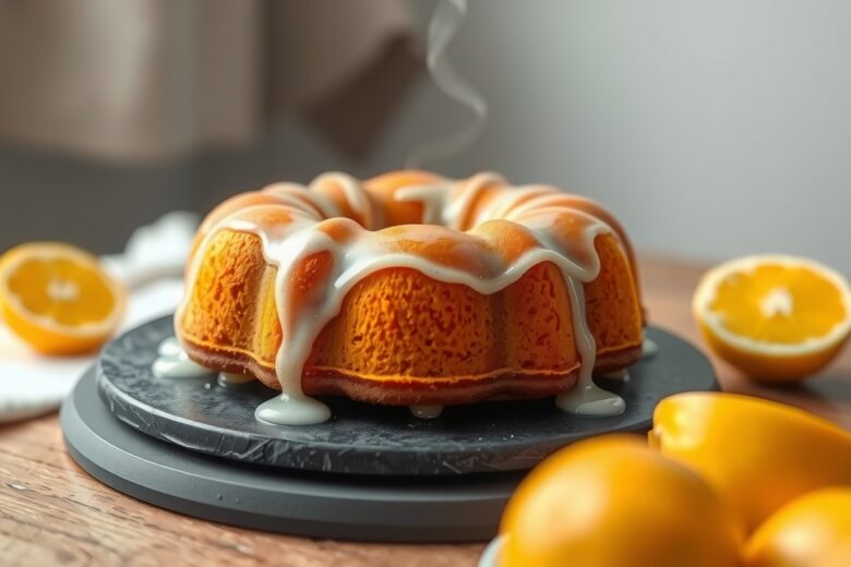 Bolo de Laranja com Calda de Limão Siciliano