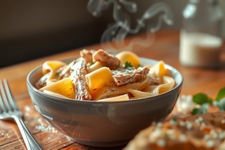 Macarrão Cremoso de Frango Rápido