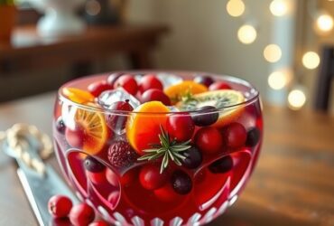 Ponche de Natal Refrescante com Frutas e Espumante
