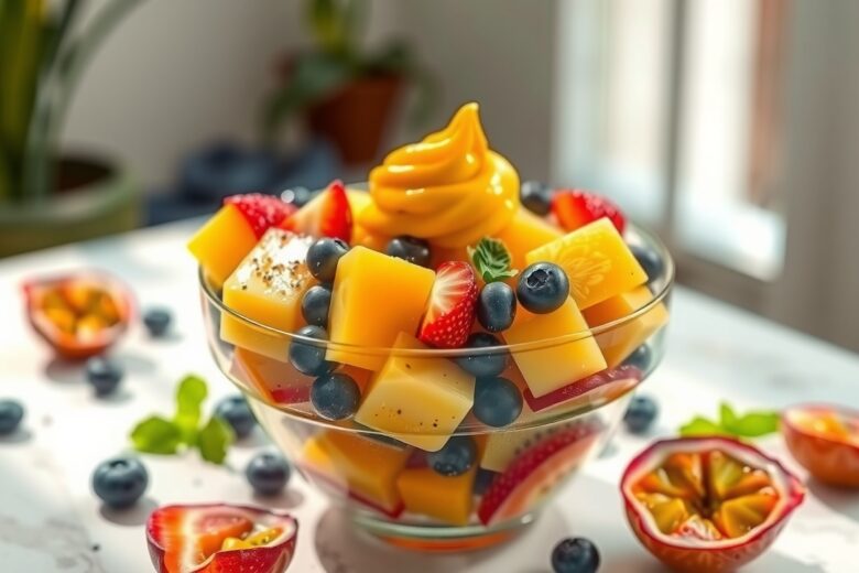 Salada de Frutas Refrescante com Creme de Maracujá