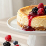 Cheesecake Clássico Assado com Calda de Frutas Vermelhas