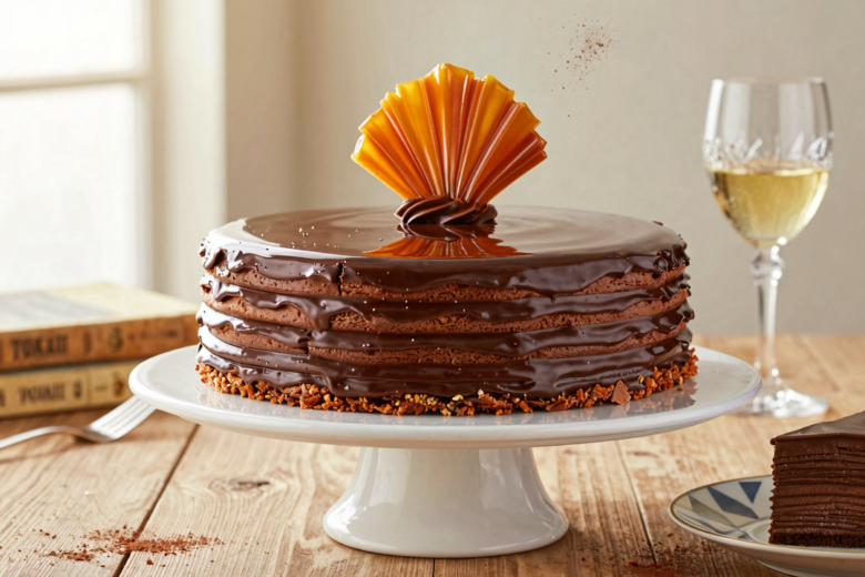 Dobos Torte: A Clássica Torta Húngara de Chocolate e Caramelo Crocante 1 Dobos Torte: A Clássica Torta Húngara de Chocolate e Caramelo Crocante