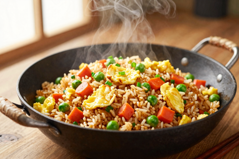 Fried Rice Clássico: Arroz Frito Oriental com Ovos e Legumes