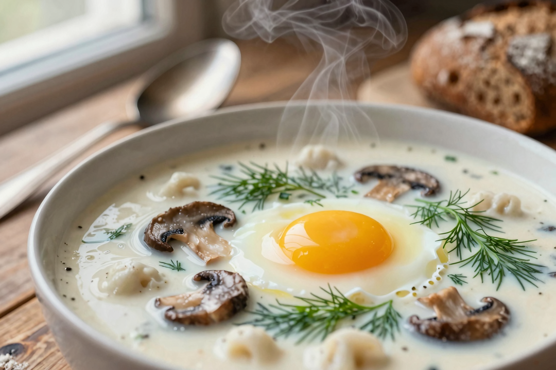 Kulajda: A Clássica Sopa Tcheca de Endro e Cogumelos