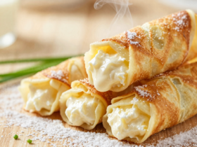 Nalisniki com Recheio de Twaróg (Panqueca Polonesa)