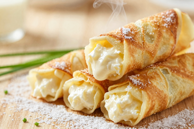 Nalisniki com Recheio de Twaróg (Panqueca Polonesa)
