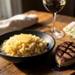 Arroz à Piemontese Cremoso com Bife ao Clássico Molho Madeira