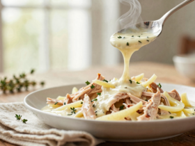 Fricassê de Frango Cremoso com Batata Palha