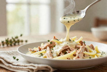 Fricassê de Frango Cremoso com Batata Palha