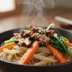 Japchae: Macarrão Coreano de Batata Doce com Legumes e Carne
