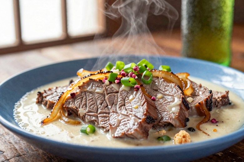 Língua de Boi de Boteco Acebolada e Cremosa