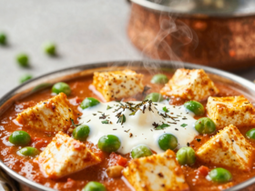 Matar Paneer Clássico: Ervilhas e Queijo Indiano Cremoso