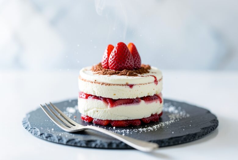 Tiramisù de Morangos Fresco e Cremoso