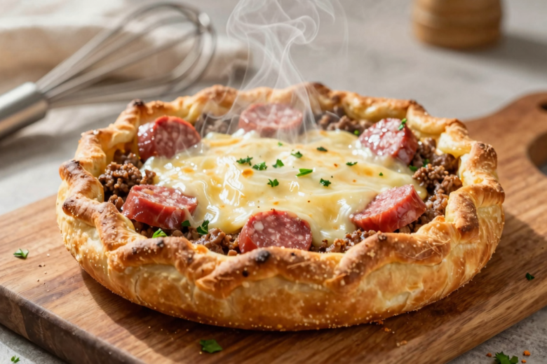 Torta Salgada de Liquidificador com Recheio Cremoso de Carne e Salsicha 1 Torta Salgada de Liquidificador com Recheio Cremoso de Carne e Salsicha